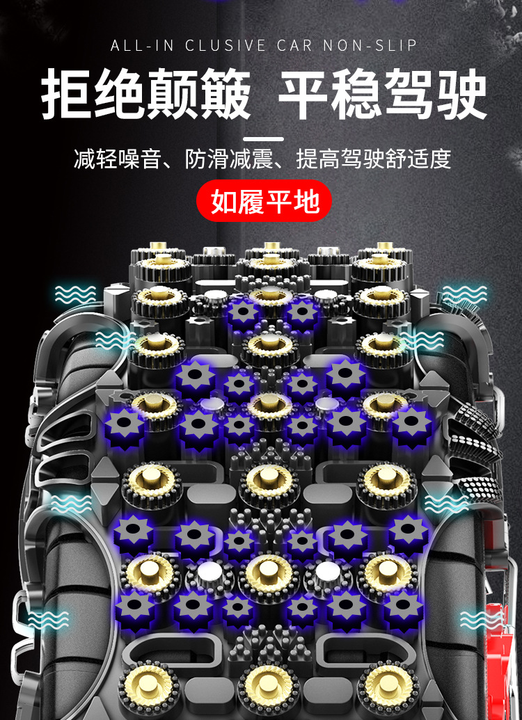 Car Tire Anti-Slip Chains for Off-Road Cars, Suvs, Universal Type, Winter Snow Use, Non-Damaging to Tires, Full Coverage, Rubber Type
