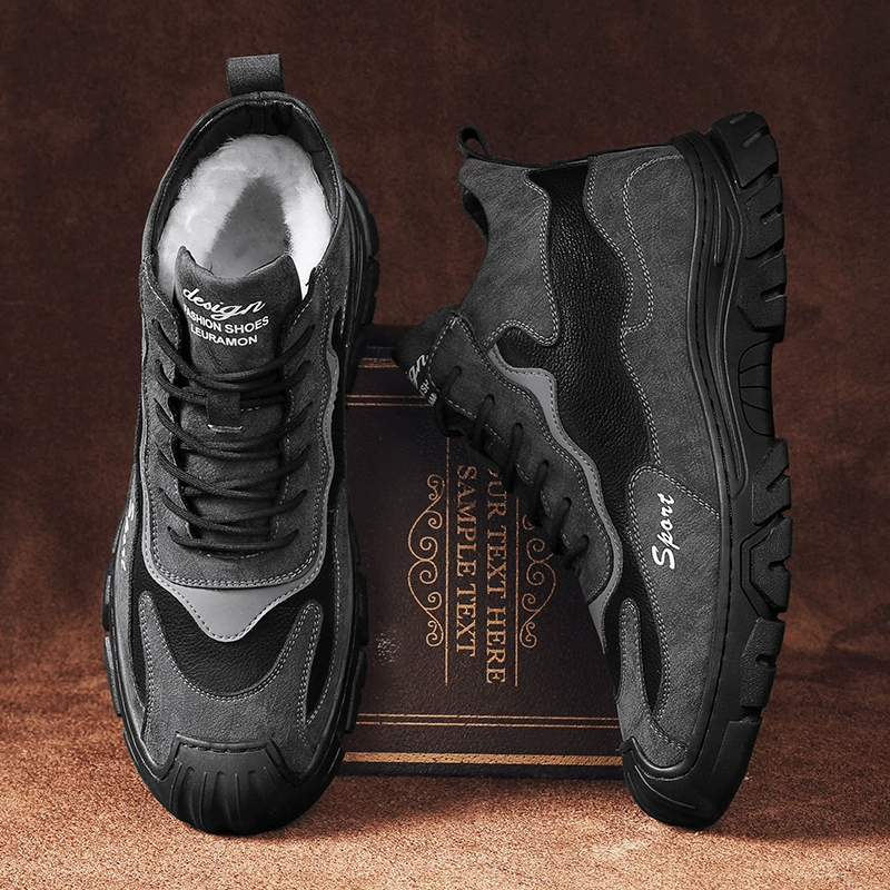 Хлопчатобумажная обувь мужская зимняя бархатная утолщена и теплая северо-восточные снежные сапоги толстые подошвы спортивные два хлопка нескользкая водонепроницаемая трудосостойкая мужская обувь