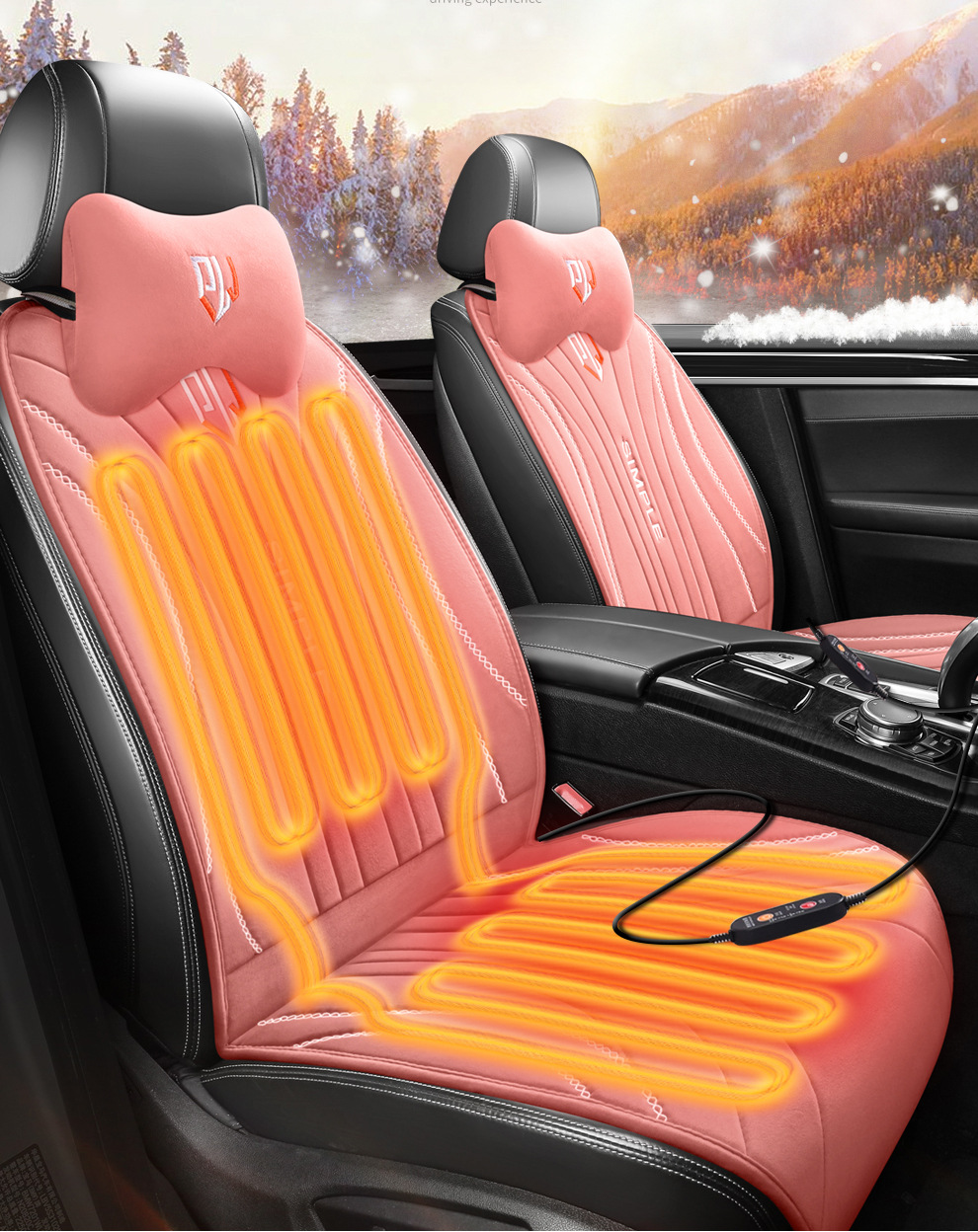 Car Heated Seat Cushion, One-Piece Plush Seat Cushion, Electric Heated Seat Cushion, Three-Piece Set, Car Warm Seat Cushion