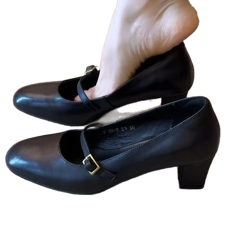 2026 verano retro cabeza redonda hombre perezoso un pedale de color sólido grueso Mary Zhenzhao zapatos de moda de viaje simple