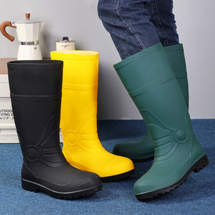Men's High Rain Shoes Thickened Frosted Green Rubber Shoes Outer Wear Yellow Wading Boots Workers' Shoes Farming Water Shoes Rain Boots Men's Shoes