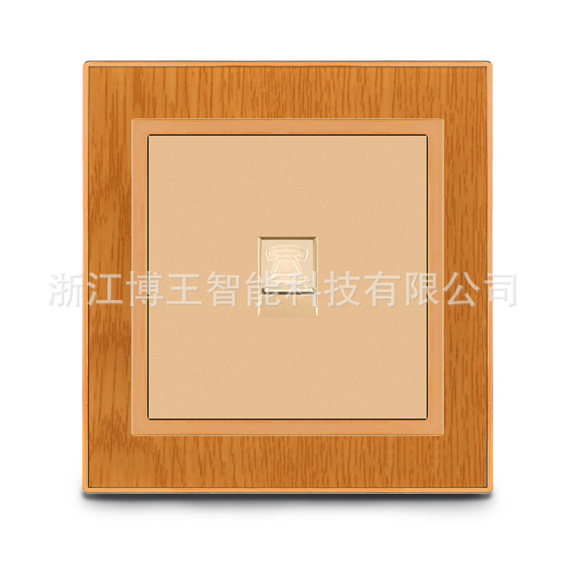亚克力木纹墙壁开关 电话TEL 国机电工电话线接口宽带线接口外贸
