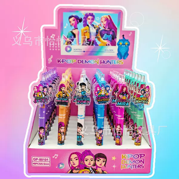 Cross-Border Kpop Hunter Girl Group Press Pen High-Looking Gel Pen Patch Korean Comic Style Cute Student Girl Stationery