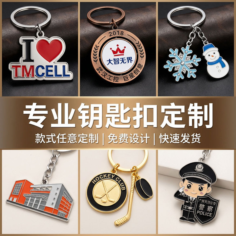 Metal Commemorative Keychain for Men and Women, Creative Key Chain Pendant, European Style Simple Painted Gold Keychain Customization