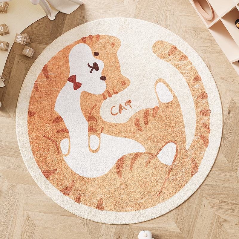 Círculos animados alfombras de habitación de niños adornos dormitorios alfombras de cama cojín de escalada redonda gruesa esterilla de estudio de niñas frotar