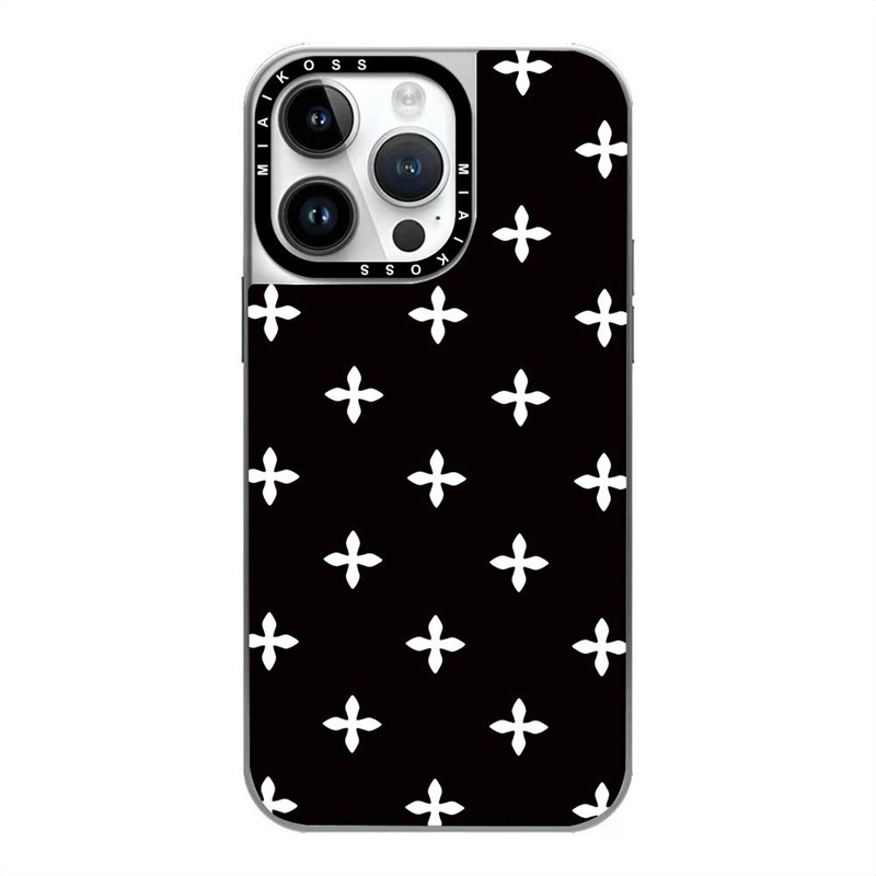 CASE ブラックミラー共同ブランド ブラックガーデン ホワイトクロスフラワー iPhone17Promax対応 Appleケース16 トレンドブランド|undefined
