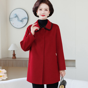 毛呢外套女中长款宽松大衣2025秋冬新款风衣a字版外套双面呢开衫，女装毛呢外套，妃慕昵服饰