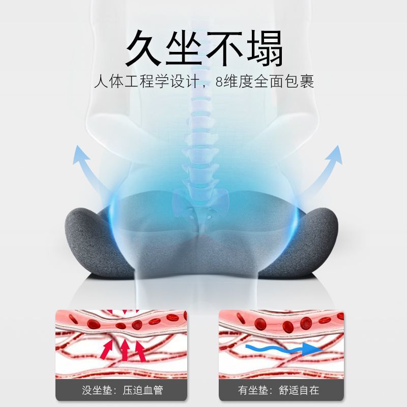 国境を越えた厳選されたクッション、オフィスチェアクッション、座りがちなアーティファクト、厚みのある痔クッション、低反発シートクッション、アイスシルク通気性|undefined