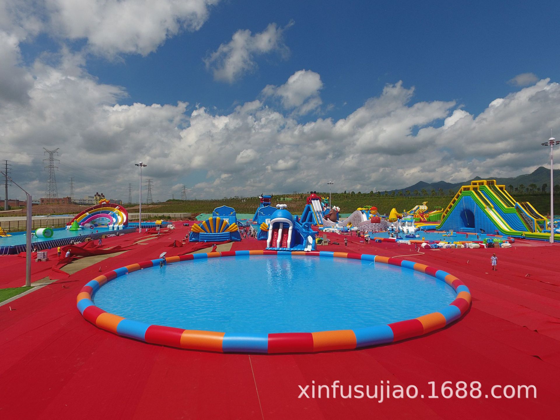 Gran piscina inflable jardín de infantes piscina de pesca para niños Piscina al aire libre tobogán Parque Acuático