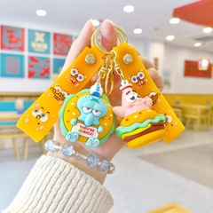 クリエイティブ漫画かわいいハンバーガースポンジボブパイスターラージスターカップルバッグキーホルダーペンダント人形マシンギフト