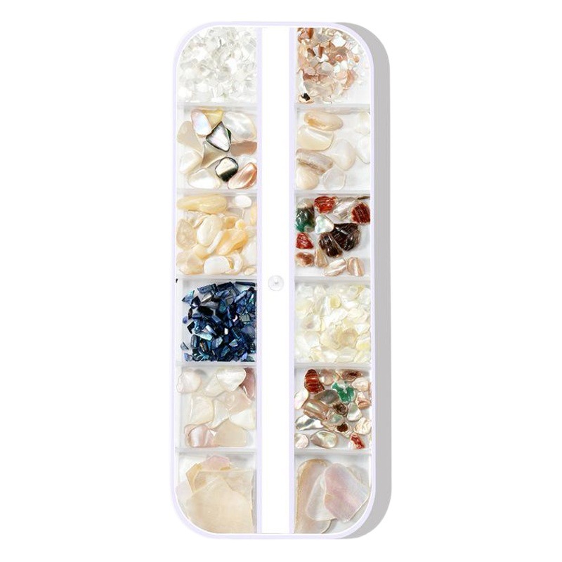 12-color mixto manicura Shell pieza joyería tira caja mezclada ultra-delgada fragmentos abulón japonés Internet celebridad mismo estilo