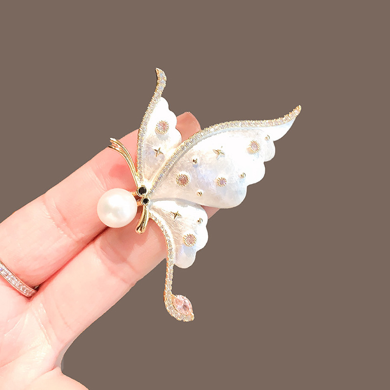 Broșă fluture de lux cu perle pentru bijuterii damă_voghion.com