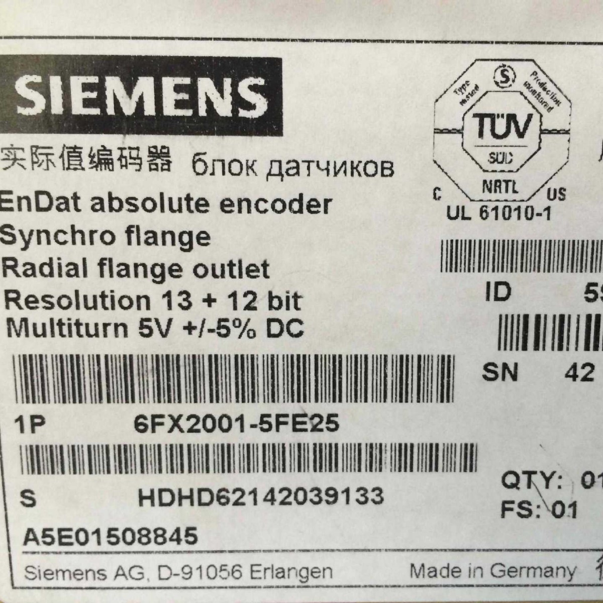 ��Ʒȫ��ԭװ6FX2OO1-5FE25�¹�SIEMENS������6FX2001-5FE25 �ֻ�