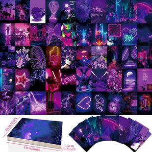 50 wall cards purple love niche abstract art bedroom postcards picture frame wall wall cards