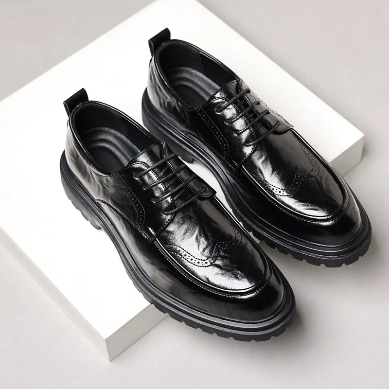 Кожаные туфли для мужчин новый бизнес-стиль повседневный блок черный мужская живая свадебная обувь жениха