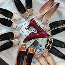 单鞋女2025新款细高跟鞋秋冬方头方扣显瘦舒适浅口百搭性感优雅