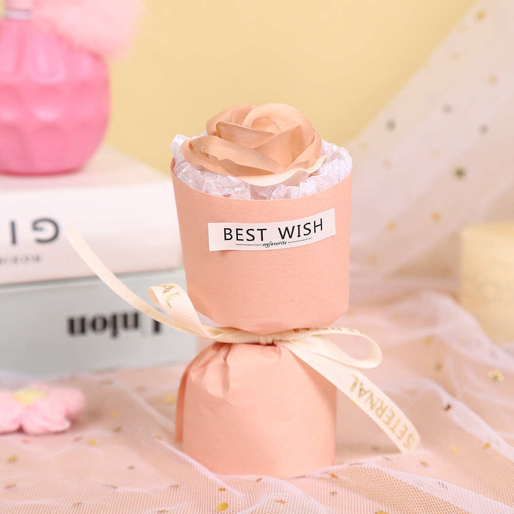 Día de San Valentín mini bolsillo de coche rosa jabón pequeño ramo de flores decoración para la esposa de la mano mano regalo