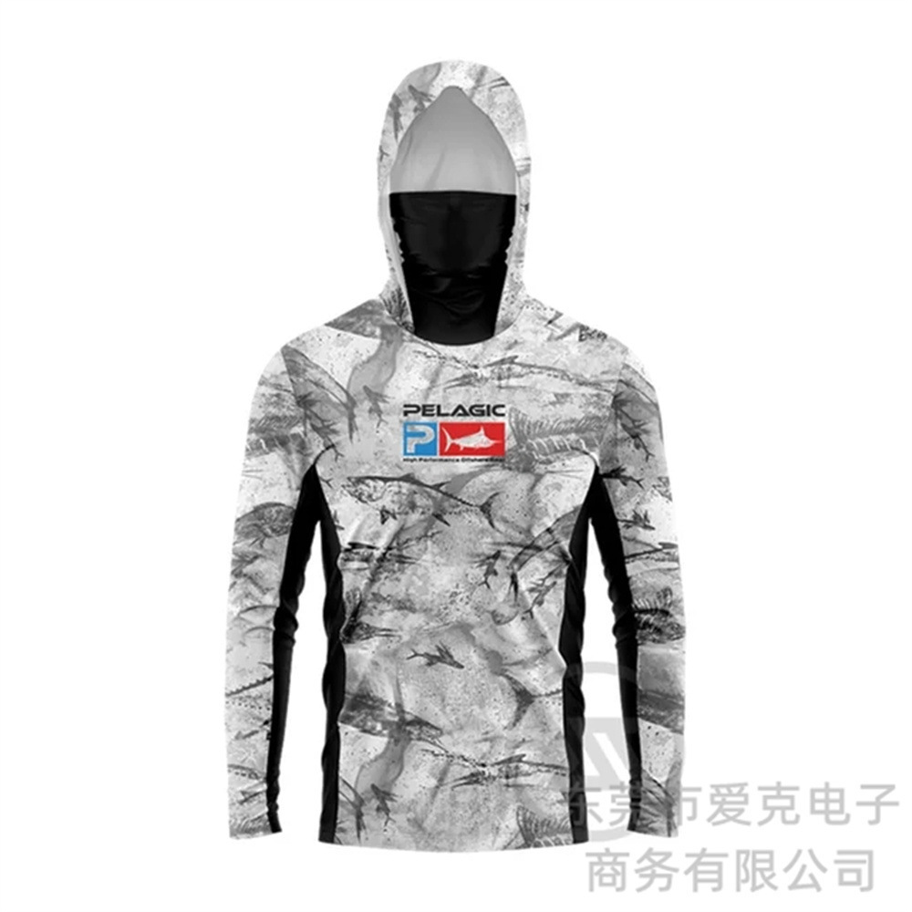 Pelagic Fishing Clothing Summer Outdoor Sun Protection Clothing Camouflage Fishing Clothing Face-Covering Lure Hooded Fishing Shirt Quick-Drying