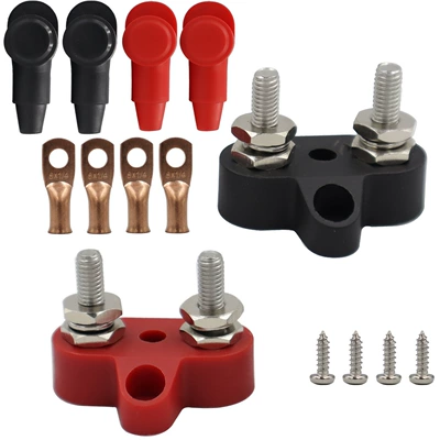 wire terminal M6/M8 wiring — Power supply, ignition system accessories - red-and-black-double-stud-m6