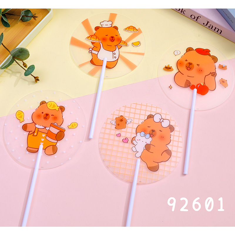 Long-handled PP fan [Kapi Bear] with various mixed hair styles