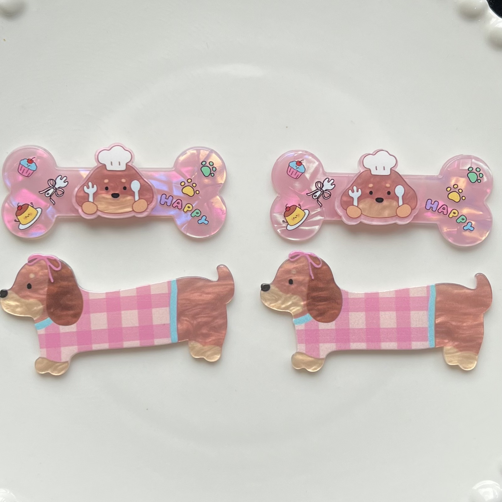 귀여운 만화 닥스 훈트 뼈 아크릴 액세서리 DIY 수제 소재 헤드폰 전화 케이스 패치 구멍 신발