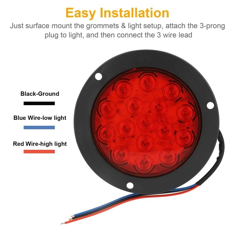Cross-Border Foreign Trade 12V24V Universal Voltage 14cm Round Led Truck Tail Light 16Led Red Yellow White Tail Light
