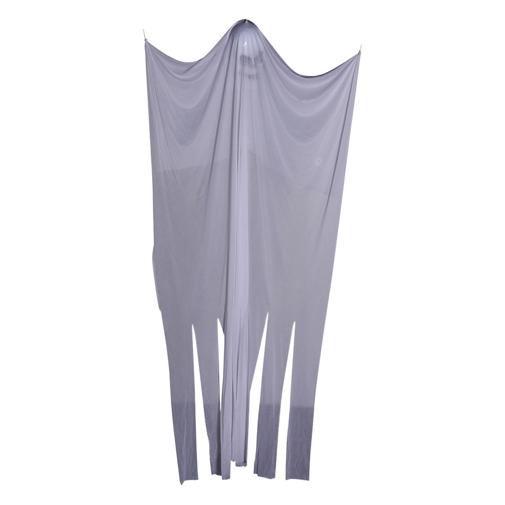Halloween colgando fantasma flotante Gran accesorio decorativo colgante activado por voz sonido luminoso cráneo gasa horror fantasma