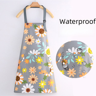 Factory direct supply new fashion waterproof apron fresh flowers kitchen waterproof and oil-proof women's work clothes men's halter neck