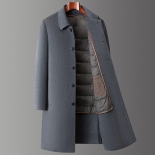 High-end Famous Brand Men's Light Luxury Double-sided Cashmere Mid-length Coat Autumn and Winter Classic Warm Wool Coat Coat