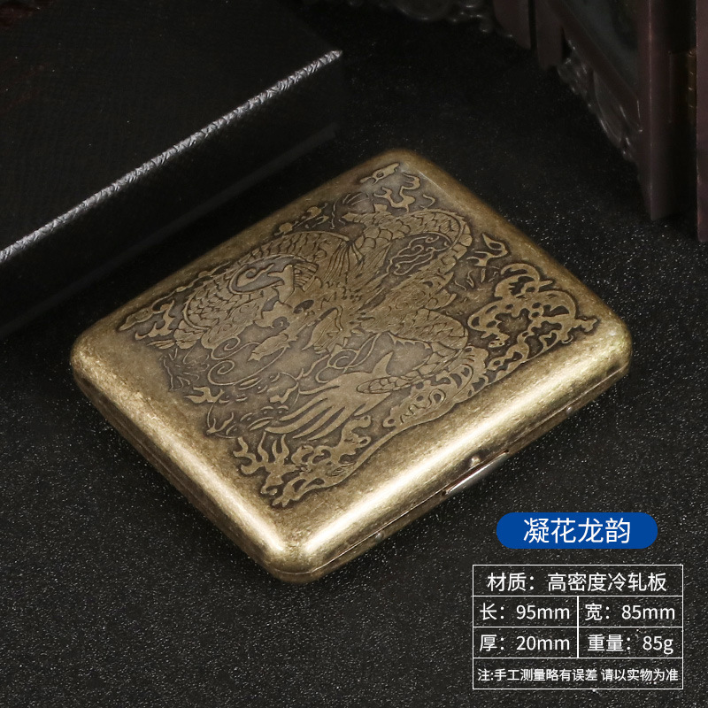 新商品のステンレス金属両面カバー20本のタバコ箱青銅凝縮花自動携帯タバコ箱現物卸売り|undefined