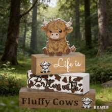 木质高地牛摆件创意家居装饰品桌面花园礼物工艺品摆饰