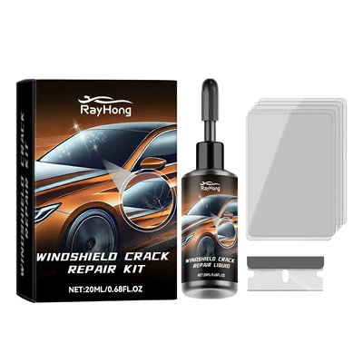 Rayhong Windshield Repair Kit Quick Crack Repair Clear Vision Restoration Repair Fluid Set (Auto glass repair liquid) - 20mlblade1curable-film5
