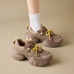 【秒高5.5cm】ZHR厚底老爹鞋女秋季网面透气运动鞋拼接时尚休闲鞋