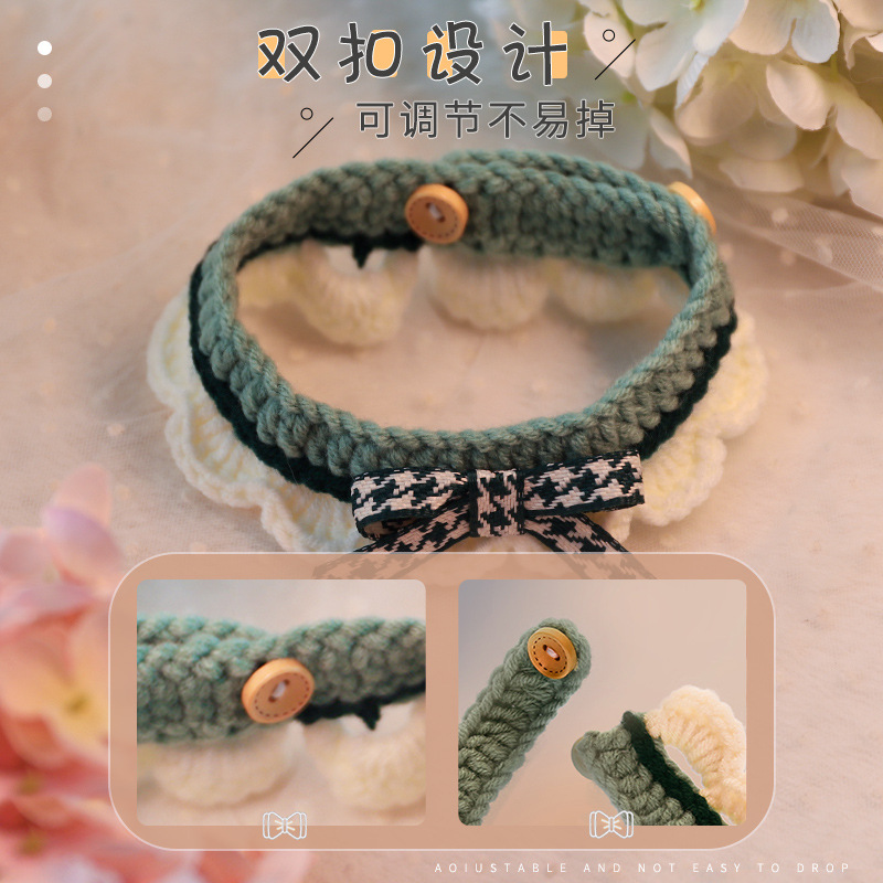 Gato bufandas mascota arco bufandas joyas de punto gatito tejiendo muñecas toallas de saliva collar bufandas