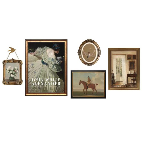 Vintage living room set wall painting, niche art wall murals, American-style sofa background wall decoration, light luxury French painting