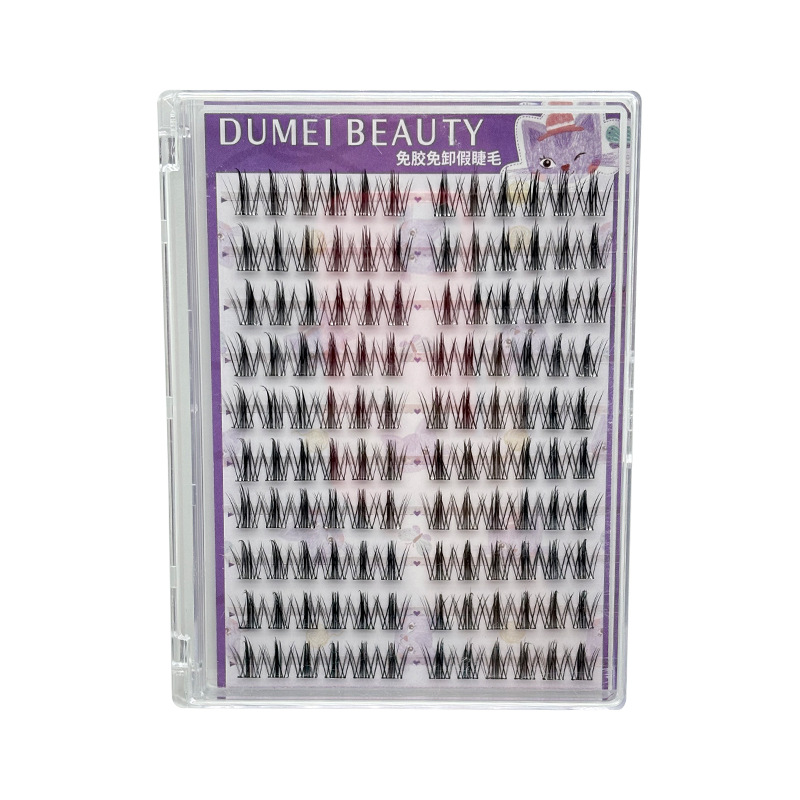 Conejo pseudo-miligoma, amplio amplio alveolar, rollo de ojos, artefacto, pestañas autoadhesivas densas, pestañas segmentales, pestañas de ojo perezoso