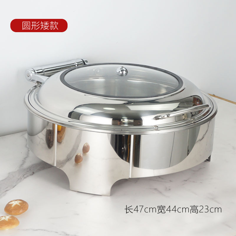 De acero inoxidable de lujo buffet estufa calefacción eléctrica buffet estufa de hotel hidráulico de alimentos cocinados Flip visual olla de aislamiento