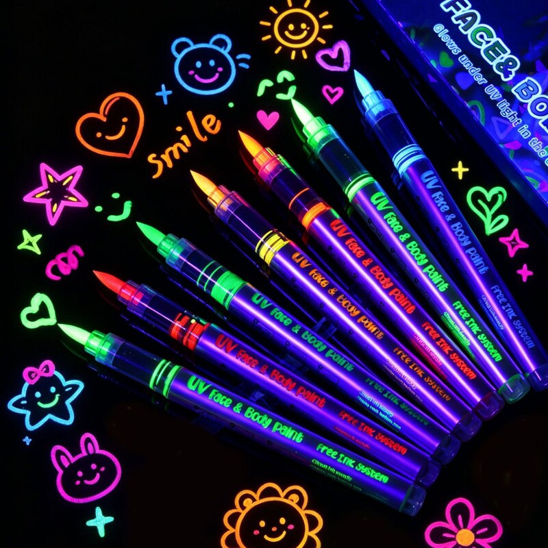 Cross-border UV glow-in-the-dark body paint pen, washable face graffiti, nightclub party atmosphere luminous acrylic marker pen