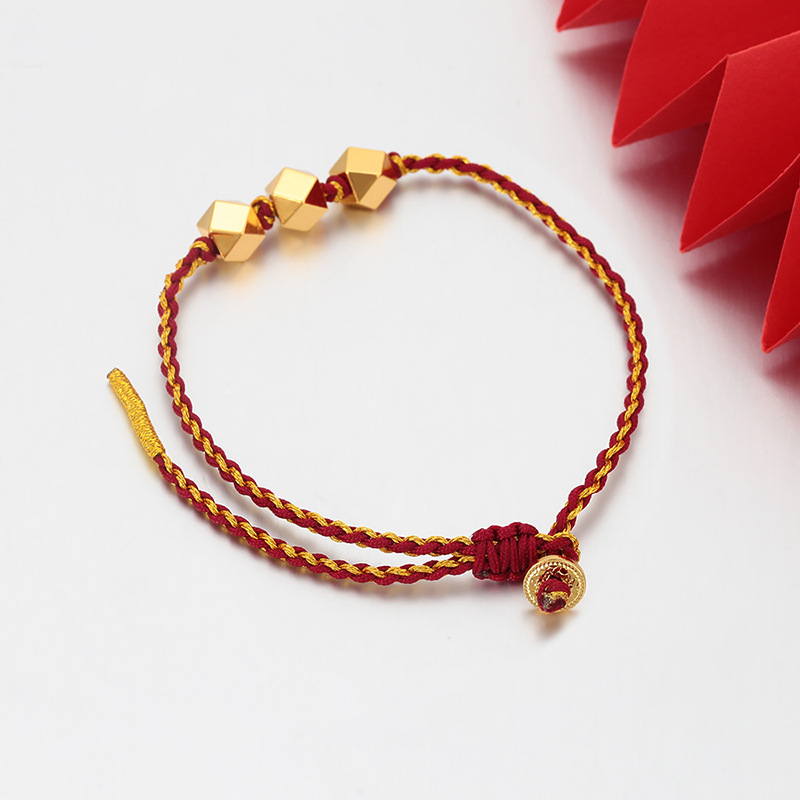Xuping nuevo simple irregular geometría pulsera de cuerda roja aleación de cobre chapado 24k ajustable joyería de Año Nuevo mujer