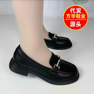 High-End Loafers for Women 2025 New Spring Small Leather Shoes Soft Sole British Style Versatile Mother's Thick Sole Shoes