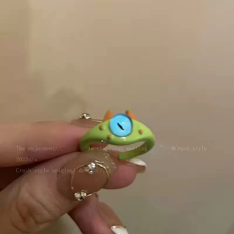 小怪兽鬼马精灵童趣可爱独眼怪兽戒指女个性小众设计独特开口指环|undefined