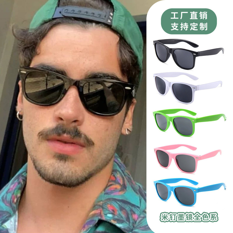 European and American Wholesale Cross-Border Colorful 1001 Sunglasses, Retro Celebrity Style Candy-Colored Sunglasses, Customizable Logo