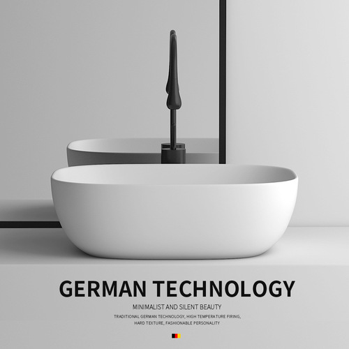Modern Simple European Style Countertop Oval Sink Ceramic Washbasin Creative Personalized Matte White Art Sink