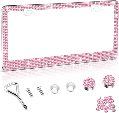 Standard Square-Hole Stainless: License plate holder/license plate holder - pink-1-piece