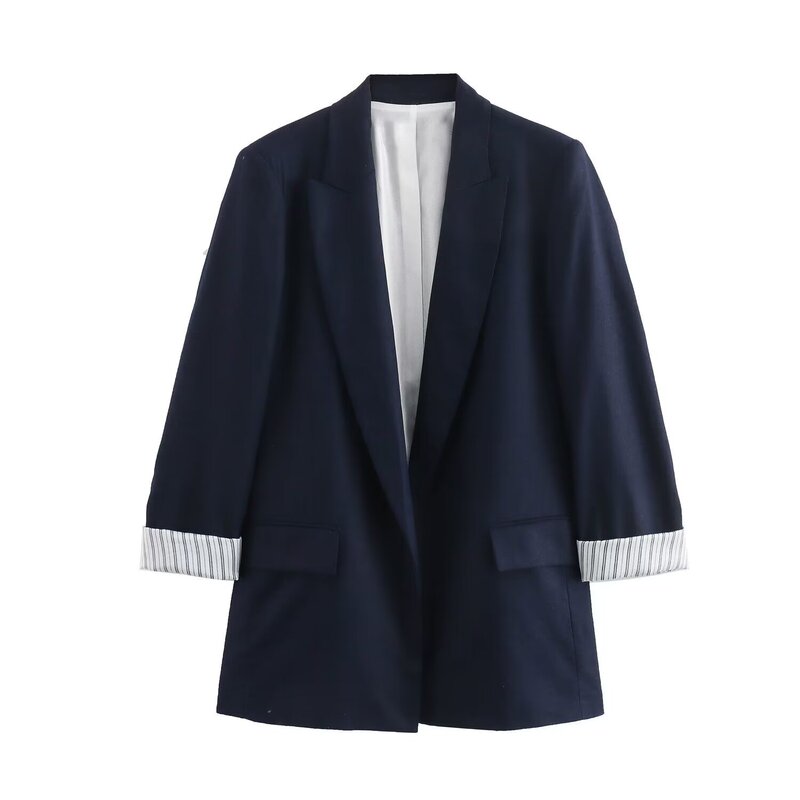 Foreign Trade Order! 2026 Spring New European and American Style Blended Fabric Rolled-Sleeve Blazer 2753530 Foreign Trade Order! 2026 Spring New European and American Style Blended Fabric Rolled-Sleeve Blazer 2753530