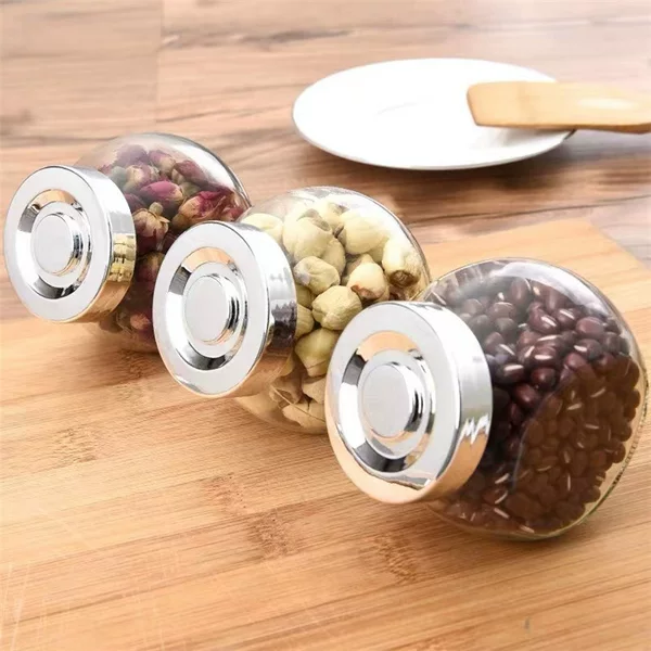 Cross-Border Set Glass Sealed Jar Seasoning Bottle Flat Bone Bottle 180ml Glass Bottle Scented Tea Dried Fruit Jar Kitchen Storage