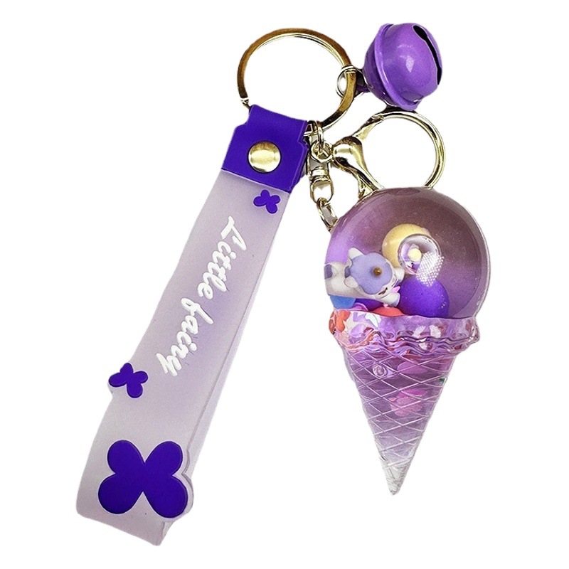 Internet celebridad unicornio llavero mujer exquisito lindo helado cristal arena movediza botella colgante mochila colgante pequeña joyería