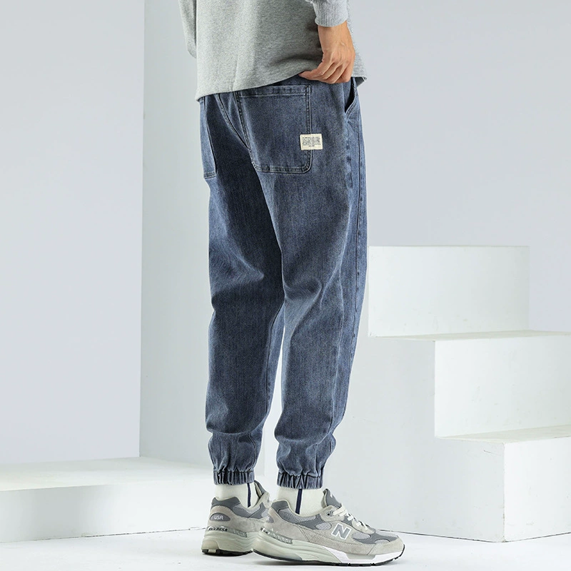 Демисезонные брюки, модные джинсы-деним, oversize, плюс размер