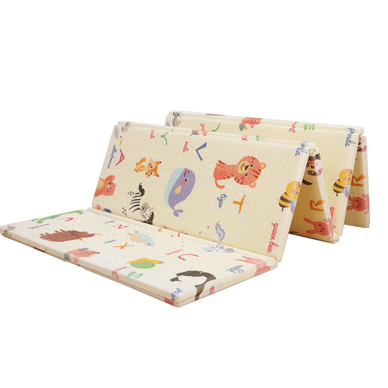En stock al por mayor estera de escalada para niños xpe material plegable de doble cara patrón de dibujos animados sala de estar juego estera de rastreo