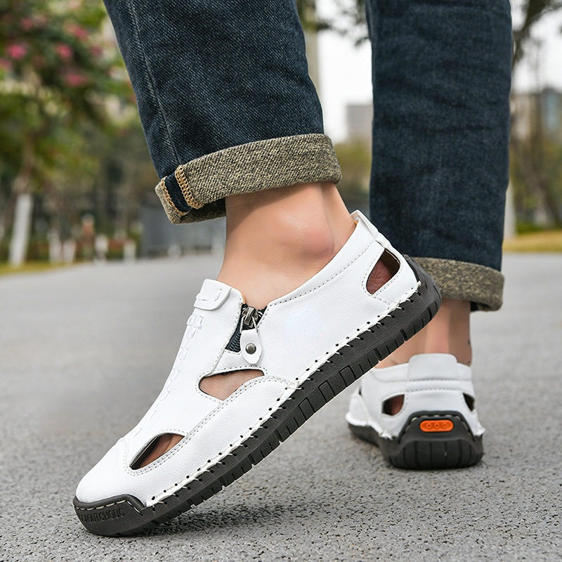 Dép sandal nam bít mũi thoáng khí chống trượt, cỡ lớn đi biển — T2518 trắng, T2518 vàng, T2518 xanh, T2518 đen chi tiết 2